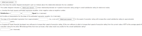 Select your answer - b. What does the scatter diagram developed in part (a) indicate about the relationship between the two v