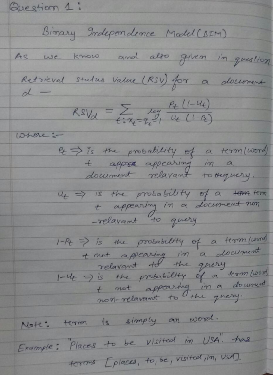 Retrieval-Stutts Vaunt RSV) 4r-a-dourmet ol probability、et a term (wtr -relavant-to-quay relavant the t mot the i-ut-つis prob