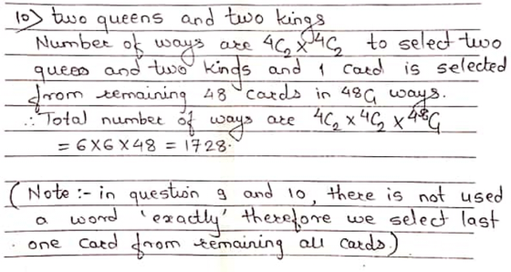 (o)wo queens and -lwo to sele twe kinds and Card is sele drom-remaining 48 eard ond lo ere iS not use ote - in questu ome we