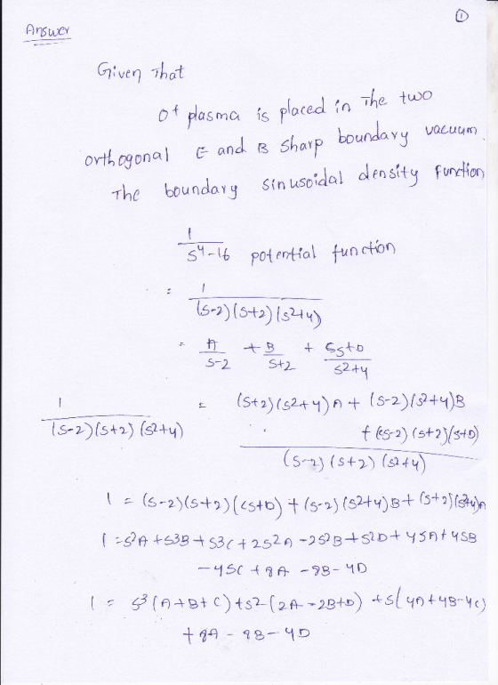 Ansucr Given That ploced Sharp boundavy Sin usoidal density fundtion in The two plas ma vacuum E and B orth ogonal The bounda