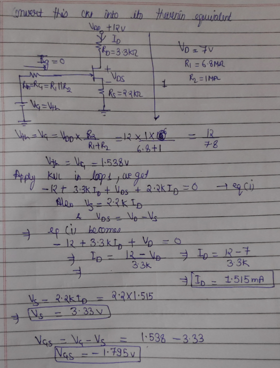 Husrin aquialirt mueret this CKt into ih R-3.3k2 R=6.8MR VDs 2IMA RG=RYIRS RERRK チ8 RIthz T+8.9 Vef -1.5381v kUL in laptfae g