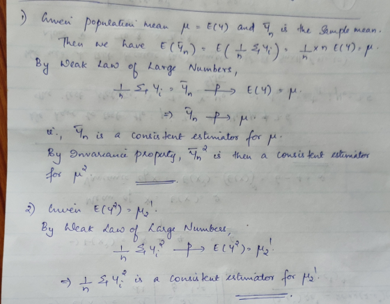 awen populahau the ample μ= ECY) and ,. hean mean have E(n) Then . ( ) weak Law 95 Large Numbers, 2 47 ., 1 By 9nvaraue propu