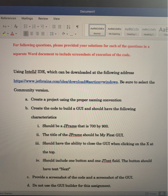 References Mailings Review View No Spacing Heading 1 Heading 2 Normal For following questions, please provided your solutions