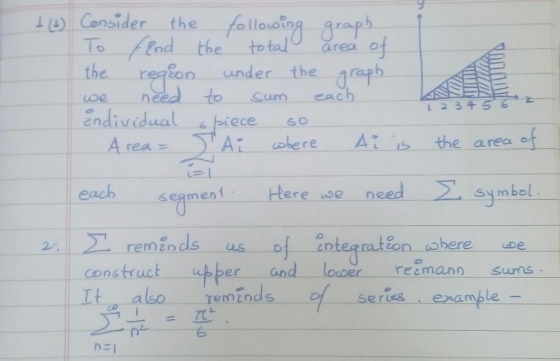 E Consider the follouaing graph of under the raph cach To eod the the to tal area need to Cum 1234 56 endividual biece of A s