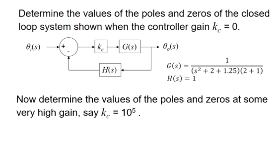 Determine the values of the poles and zeros of the closed loop system shown when the controller gain k0. G(s) H(s) 1 H(s) (s2