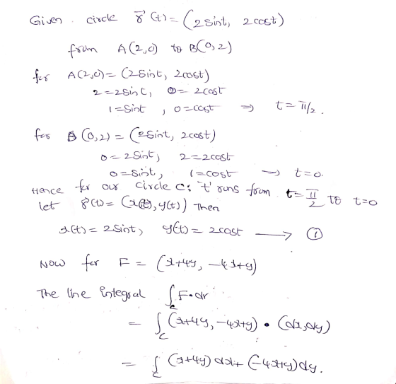 C2sint cixcle Gt)= _cCst) Given 2 A (2,) t eCo, 2) fs AC 2Snt, 20st) 2-28in C) t T2 -Sint OCOst fosBCo,2 esint, 2cast) 2 Sint