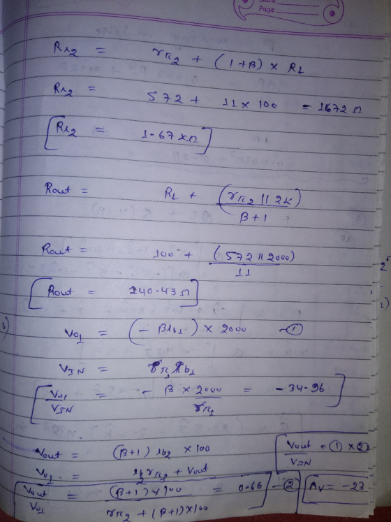 Page Rnz 11 S72+ Rout RL B+1 212040) Rout= 44043.n Aout t X 200u 3Ab - 34-96 Vat VEN Vaut e xQ X loo Ar(+) + Voud Nout= VAN A