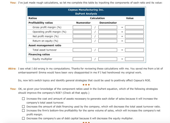 You: Ive just made rough calculations, so let me complete this table by inputting the components of each ratio and its value