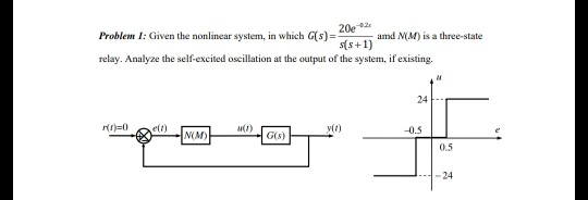 20e 82 amd M(M) is a three-state Problem I: Given the nonlinear system, in which G(s)amd N(M) is a three-state relay. Analyze