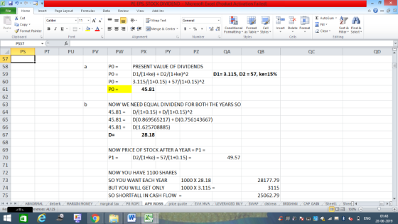 PE EPS, STOCK DIVIDEND-Microsoft Excel File Home Insert Page Layout Formulas Data Review View Add-Ins - Cut Ea Copy AutoSum A