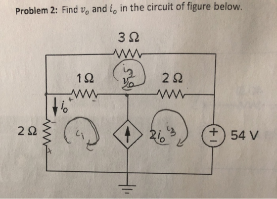 Problem 2: Find vo and io in the circuit of figure below 3Ω 1Ω 1o
