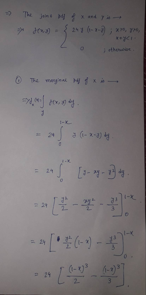 joint p O The marginal pd (x)a 24 I -X I-x 2. = 24 2 2 3 I-x - 24 1- X 2 24 2