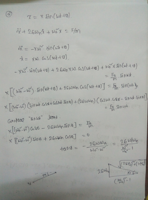 XSin(wt0) F/m - xo sincist ta) 26n X0. as(u4 Snut d) Fo Sinkt ×(Wi-) Sin(oト+0) + 2CW18n. Cal(wt40)] -兵SnCo} + W in Cast Cald