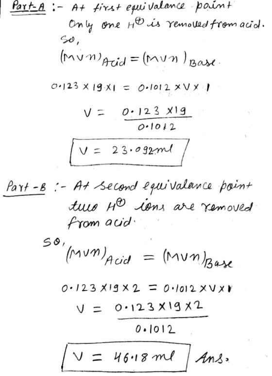 AAt first equi valance point To 00123 X Ig 치 O.lol 2 xvメ , o.lo 2 V= 23.ogmnd Prom aud S 0 o-丿23 X1g x 2 = O.lol 2 XVXV 0.101