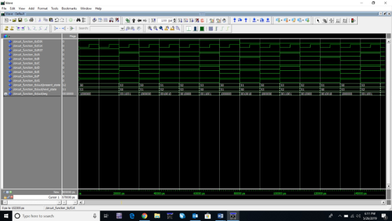 Wave File Edit View Add Format Tools Bookmarks Window Help Wave -Default Mugs arcuit functon b/CLK orcuit_function_b/RST drcu