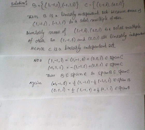 Hence c is a linely indapendont