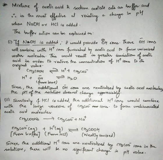 Mixiune acelic aoid sodlum ouetote outk. buffer aud pH in change is the mort ekfeelive reauting when NaOH o Hel is added The