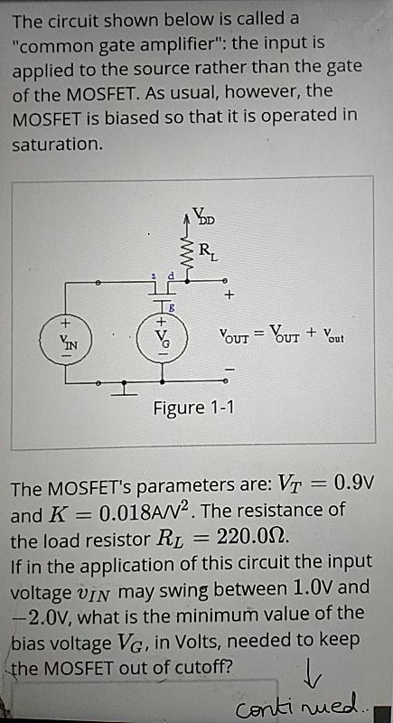 The circuit shown below is called a common gate amplifier: the input is applied to the source rather than the gate of the M