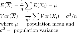 where μ population mean and o-- population variance