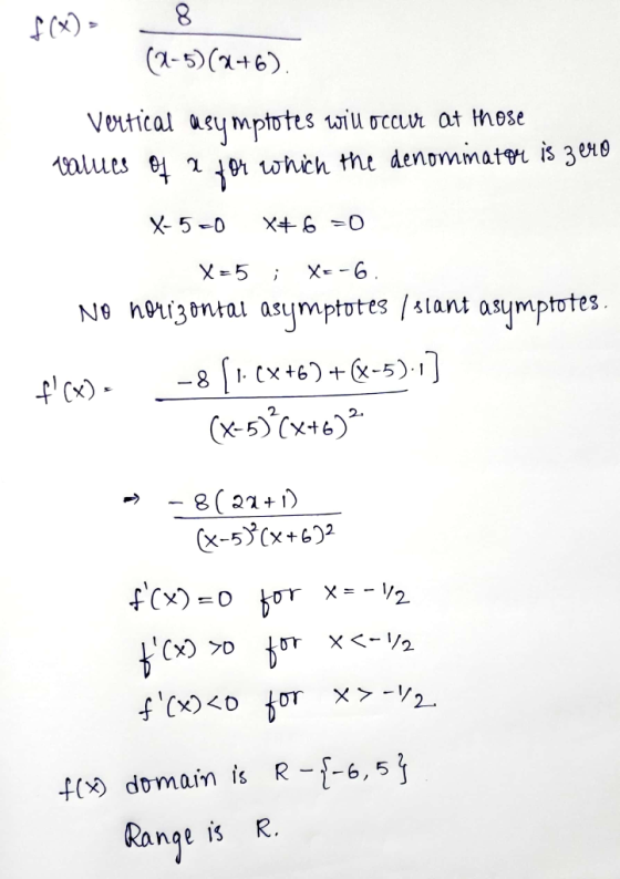 (2-5)2+6) Vertical asymptotes wiu occr at these whch the denommater is 3 ero X-5 0 X6 X 5 No hoi3ontai asmptotes /alant asymp