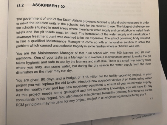 ASSIGNMENT 02 13.2 The government of one of the South African provinces decided to take drastic measures in order to make the