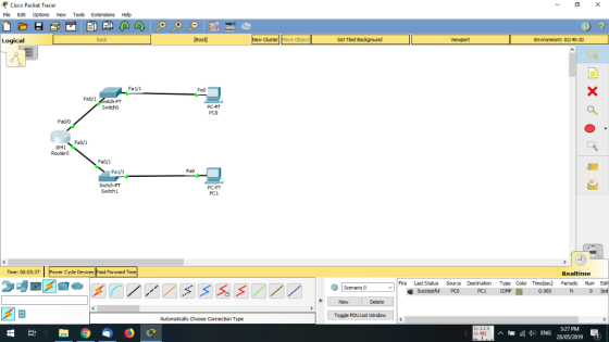 甲Cisco Packet Tracer Fle Edit Options Tools Extensions Hep Root] Cluster Set Tled Background Environment: 02:49:30 Fa1/1 Fa0