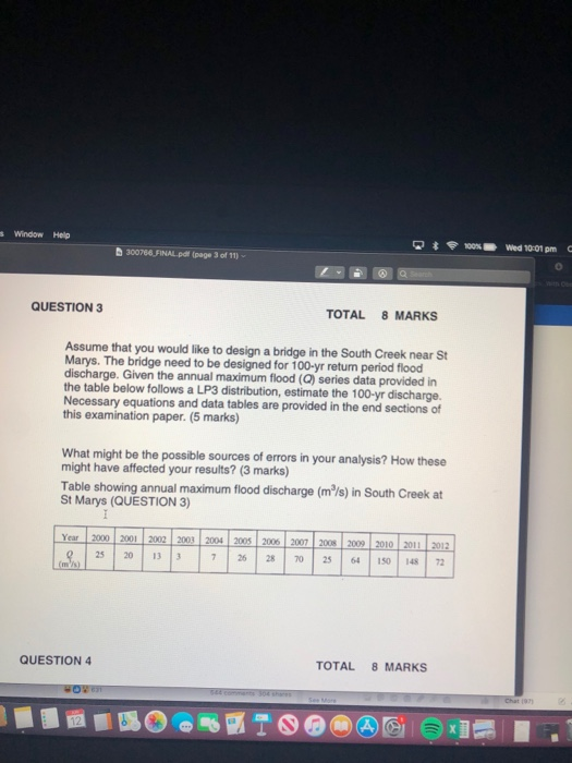 Window Help 100% Wed 10:01 pm C 300786 FINAL pdf (page 3 of 11)- rh with Oe QUESTION 3 TOTAL 8 MARKS Assume that you would li