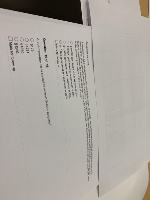 building for a gain of $10,000. The building was purchased 2010. (The sale of I taxpayer was in the 22% bracket The depreciat
