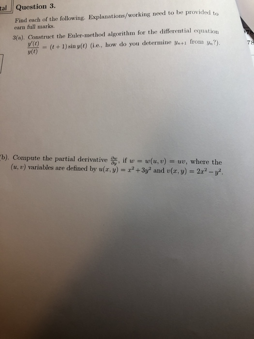 tal Question 3 Find each of the following. Explanations/working need to be provided to earn full marks. 3(a). Construct the E