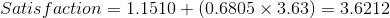 1.1510 + (0.6805 × 3.63) Satisfaction 3.6212