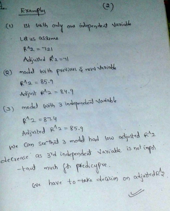 Exauply ISt ith ihdependet Naaiable one Let us asaume RA2 121 Adjuated - 2) modd with prelious & nenlNaoiabe RAa 85.9 Adjust