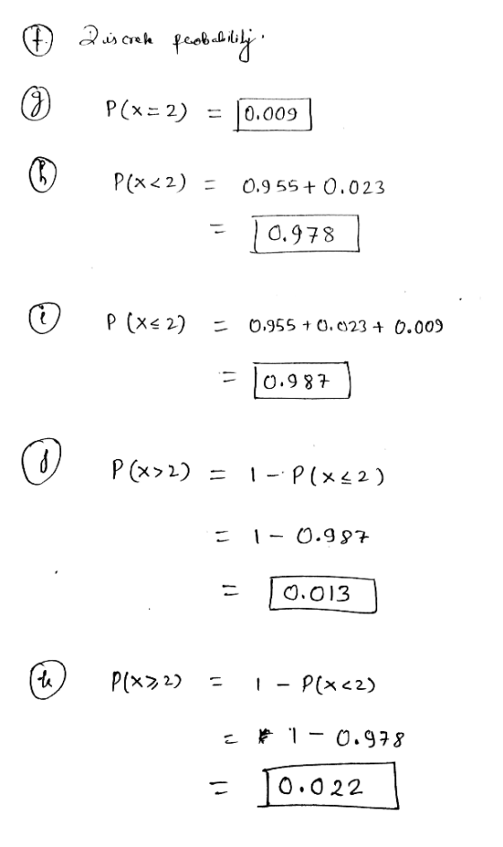 P(x2) 0.009 P(x2) O.9 55 t 0.023 0.978 P (x 2) O,955O.023 + 0.009 O.987 P (x>2 - P(x2) O.9 97 O.O13 P(x2) - Plx<2) 1 O. 978 0