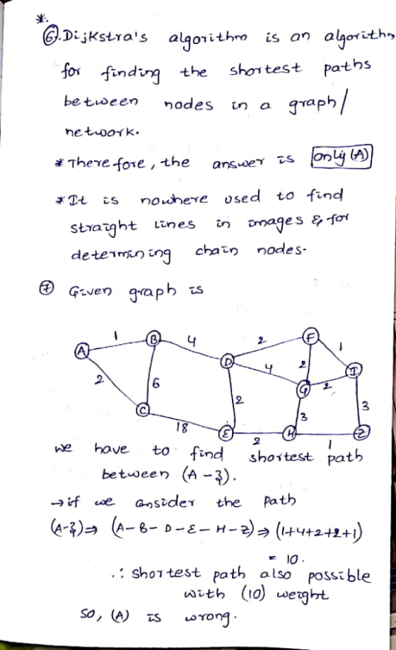 (6).DijKstras algorithr algovithm is an paths for shontest finding the raph/ be toeen nodes in a hetuoork. only (A) There fo