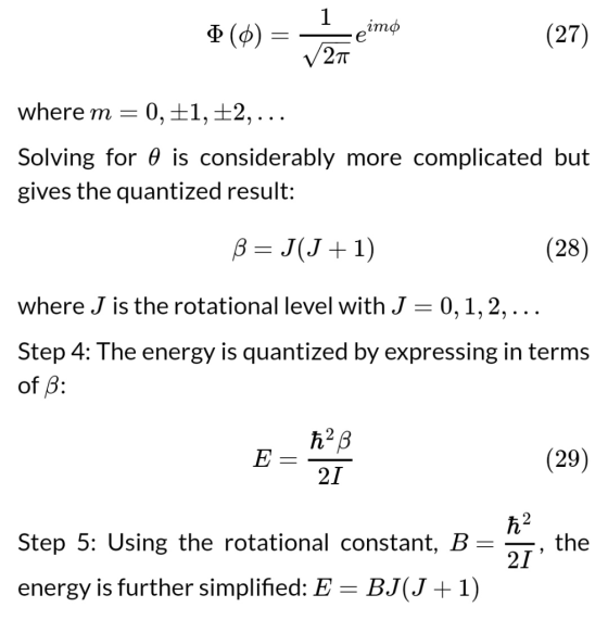 1 imó (27) where m 0, +1, +2,.. Solving for 0 is considerably more complicated but gives the quantized result: (28) where J i