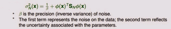 + φ(x) TSN (x) B B is the precision (inverse variance) of noise. The first term represents the noise on the data; the second