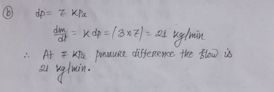 d= /3x7] - 2 ylmin dm A Ka presure difference the Blow is wain.