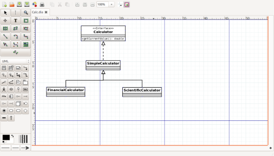 1 IALİ Calc.di. 03 <<Interface Calculator getCurrentValue ): double 수 UML SimpleCalculator FinancialCalculator ScientificCalc