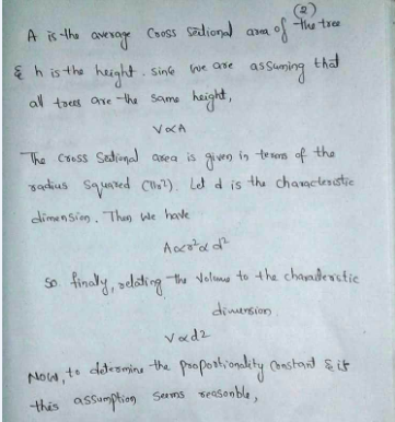 A is-h avera Cess Sadion ana of the tre &histhe height . Sine e ase asSuming tha al taes ane-he Same haight, VocA The Conss S