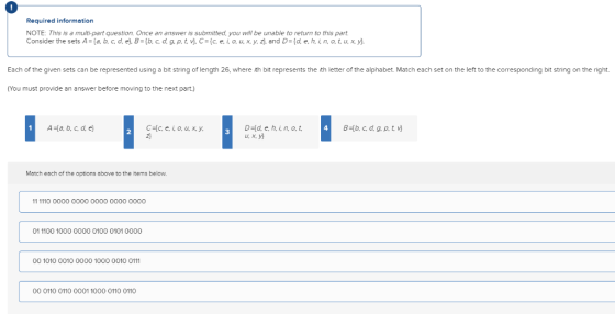 Required information NOTE: This is a multi-part question. Once an answer is submitted, you will be unable to return to this p