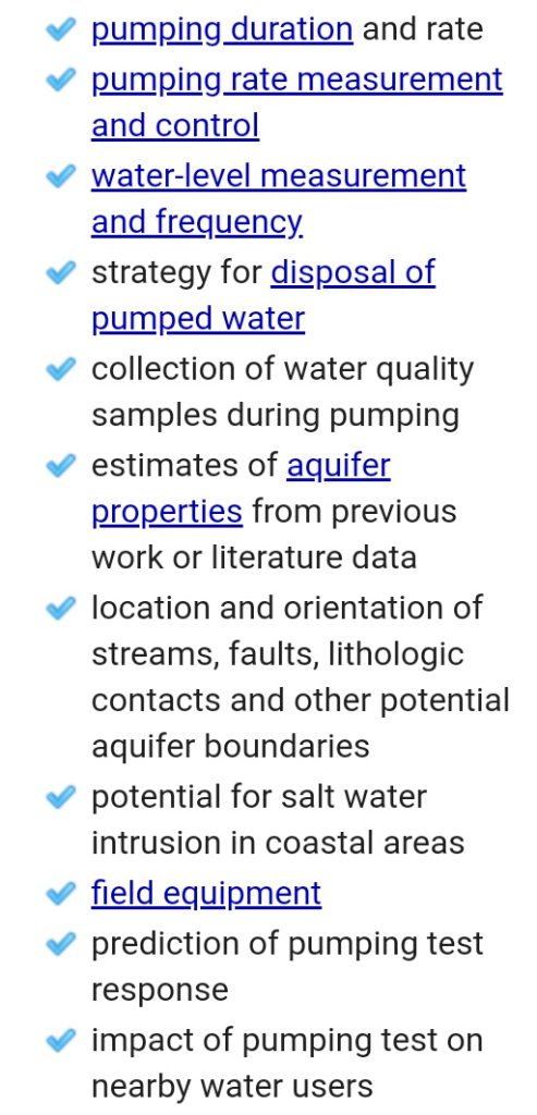 pumping duration and rate pumping rate measurement and control water-level measurement and frequency strategy for disposal of