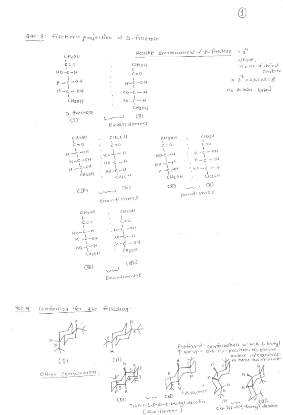 1 Fischers pection of D-fructose Passible steaeoisomers of -futose CH20H where, CH20H 1 iral of Ho-c-H Cetres = 2 22 2-g H-C-
