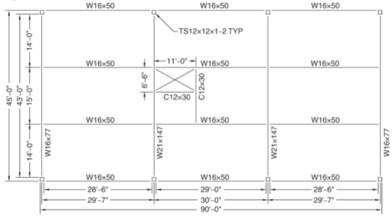 W16x50 W16x50 W16x50 TS12x12x1-2 TYP 11-0 W16X W16x W16x C12x30 O W16x50 W16x50 W16x50 W16x 28-6 29-7 W16x 29-0 30-0 90-0