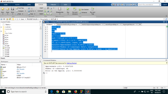 MATLAB R2018a Search Documentation Log In EDITOR Find Files Compare Print Run Section New Open Save Advance Run and Find Inde