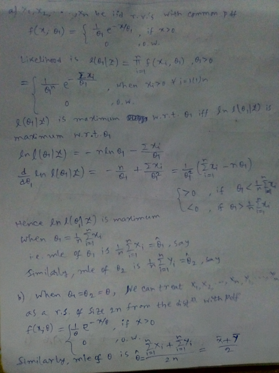 be d rvs wth cmm m pdf #() e We, 10.W LIkeliheod iS l0412) f(i, 0) 0 NPI When 0 Yiein 0.W (0112) mantimum .rt iff nle,12 is m