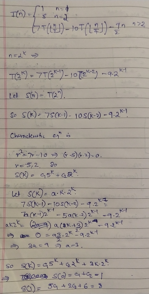 1 n- - n nEK TO7TE)-107e 9.2 Let S)-T). So S)7SC) 10s(k-)--2 Charactenshe YES,2 +GE let SCK)E a.K2 7SKtos) Tace2 arz a)acak13