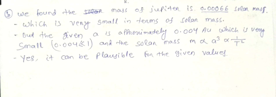 k. we found the sacon mos jupiten is. 00066 Small (o.oous) anQdhe Solon mass mo.a3 α- τ Yest can be Pbe on the iven value!
