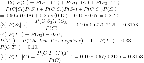 0.60 (0.18)0.25 (0.15)0.10*0.67 0.2125 0.10 0.67/0.2125-0.3153 PC0.10 0.67/0.2125-02 P(C) (4) P(T+)P(S3)0.67, P(T) P(The test