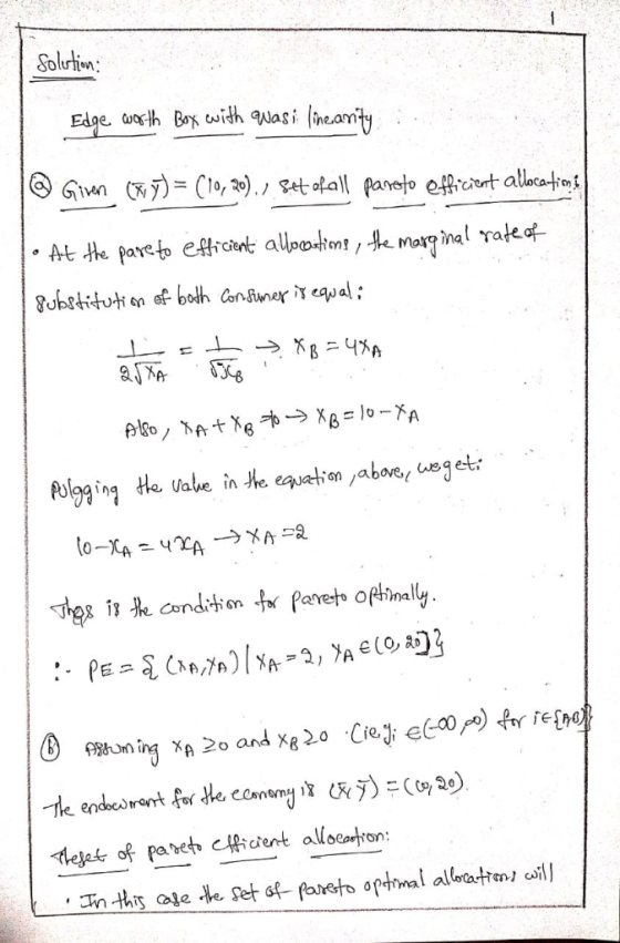 Soluton Edge woh Boy with Wasi Ineanity Gin ( C10, ). et ofall pareto efrcrent allecat At the pareto eftrcnt allpotmi , e mar