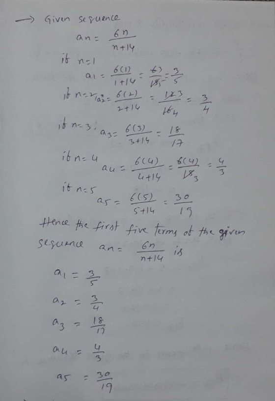 -) Given se Yuence mt1y Lz 3 ㄣ 2+10 a- 6(3) tnes thene the firot fi ferms ot t mvn เว asa