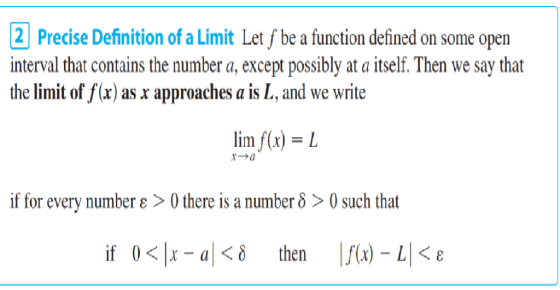 2 Precise Definition of a Limit Let fbe a function deined on some open interval that contains the number a, except possibly a
